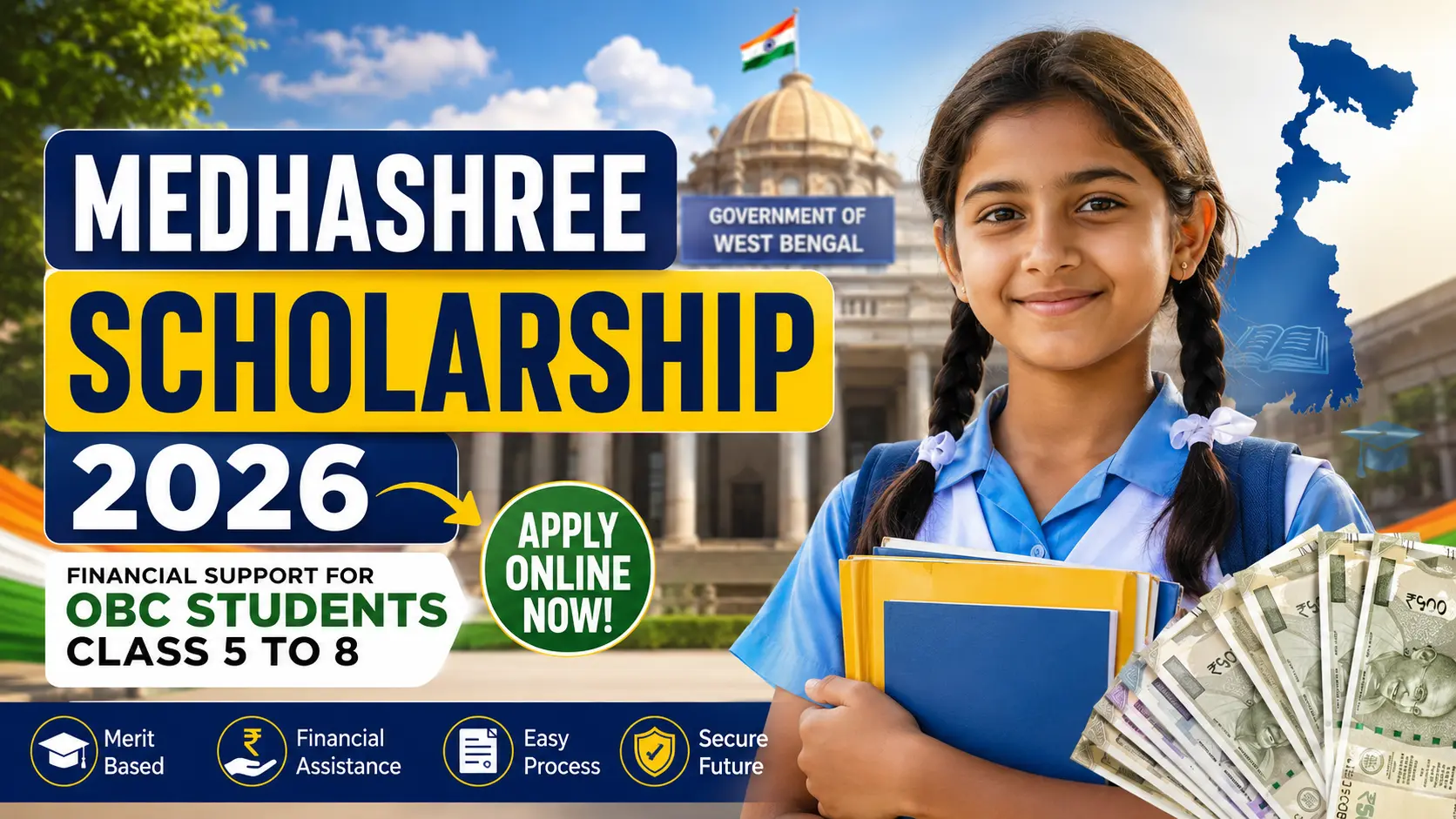 Medhashree Pre-Matric Scholarship for OBC Students in West Bengal – Apply on OASIS Portal
